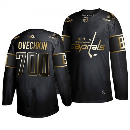 Washington Capitals Alexander Ovechkin 700 Goals Adidas 2019-2020 Zwart Golden Edition Authentic Shirt - Mannen